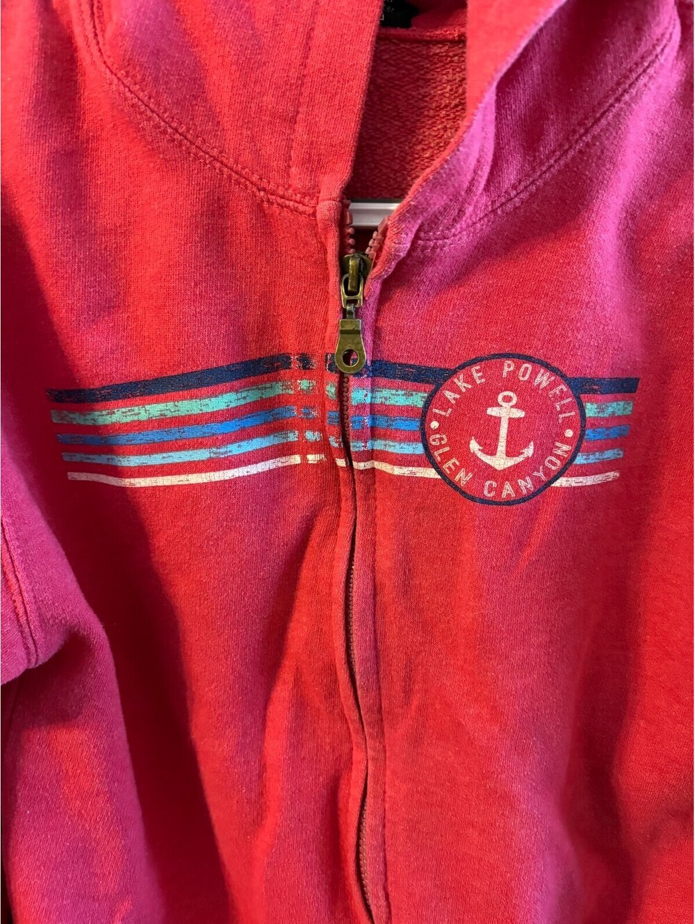 Vintage Prairie Mountain Lake Powell Glen Canyon FullZip Hoodie Pink Youth 14/16